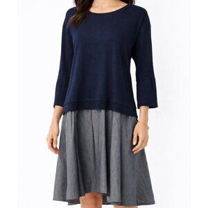 Gabby Skye Denim Dress -  Blue Long Sleeve Layered Look - M